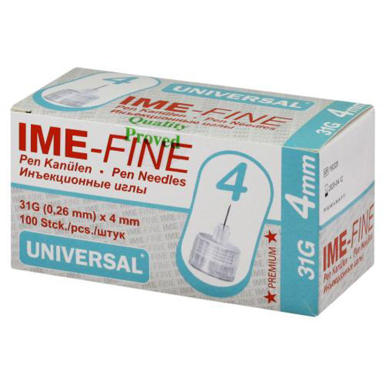 Иглы Ime-fine (Айм-файн) одноразовые стерильные для шприц-ручек 31G х 4 мм №100